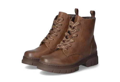 bugatti 435ANC355000-6100 SP Damen Schnürstiefel in Braun - Moderne Schnürstiefel aus pflegeleichtem Synthetik mit harmonischer Marmorierung. Der 4,5 cm Blockabsatz und die rutschfeste Sohle bieten Komfort und sicheren Halt im Alltag.
