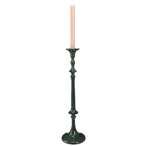 Hoher Kerzenhalter Metall Keramikoptik Grün 49cm - Christbaum- & Feiertagsschmuck, stilvolle Tischdeko im Vintage-Design für eine gemütliche Atmosphäre