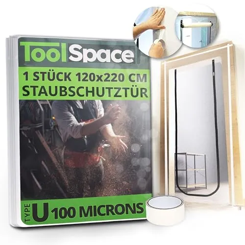 ToolSpace 1x Staubschutztür mit Reißverschluss 220x120cm Staubschutztüren Inklusive Klebeband
