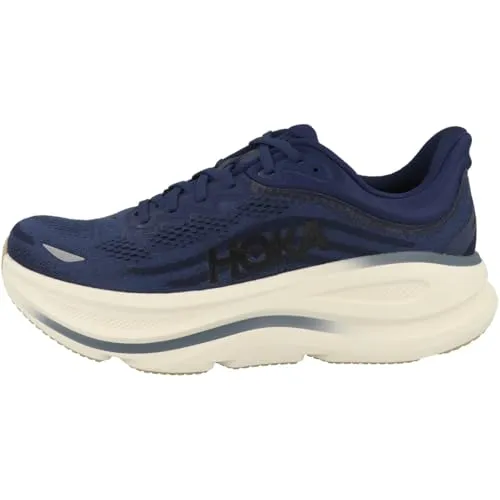 Herren Laufschuhe HOKA Bondi 9 44,5EU - Maximal gedämpfter Laufschuh für ultimativen Komfort auf langen Strecken. Weiche, leichte Zwischensohle und verlängerte Ferse sorgen für geschmeidige Übergänge. Ideal für Training und Alltag.