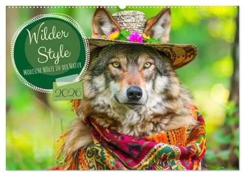 Wilder Style. Modische Wölfe in der Natur (Wandkalender 2026 DIN A2 quer), CALVENDO Monatskalender: Der Stil der Wildnis mit modischen Wölfen (CALVENDO Tiere)