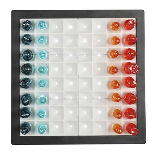 Mister Gadget, MG3543, Spiel von Schach Transparent LED, Schachbrett Beleuchtet, Schachfiguren Schwarze, Blaue und Weiße, Design Modern und Elegant für Spieler Enthusiasten