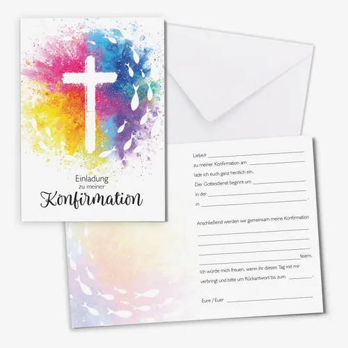 Einladungskarten Konfirmation DIN A6 zu Ausfüllen inkl. Umschlägen I dv_1561 15