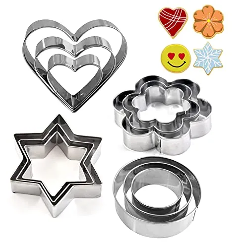 Ausstechformen Set 12 Stück Keksausstecher Edelstahl Ausstecher Rund Herz St...