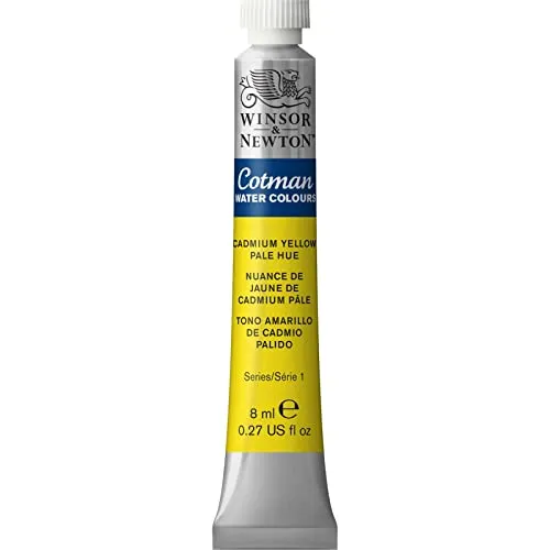 Winsor & Newton 8840087 Cotman Aquarellfarbe Studio Wasserfarben, lebendige hochwertige Farben mit sehr guten Verarbeitungseigenschaften 8ml Tube - Kadmiumgelb Hell Farbton
