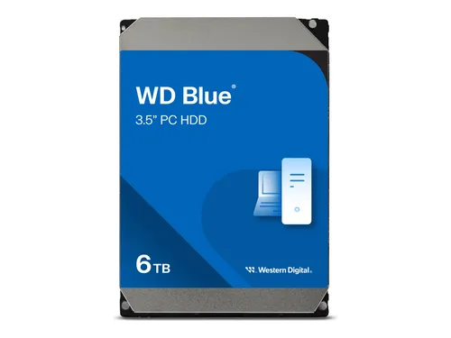 Western Digital WD Blue 6TB HDD - Zuverlässige 3.5 Zoll Festplatte - Festplatte mit 6TB Speicher, 5400rpm und 256MB Cache für schnellen Datenzugriff. Ideal für Datenspeicherung und Backup-Lösungen.
