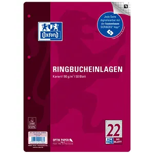 Oxford Ringbucheinlagen, DIN A4, kariert, 50 Blatt von Oxford