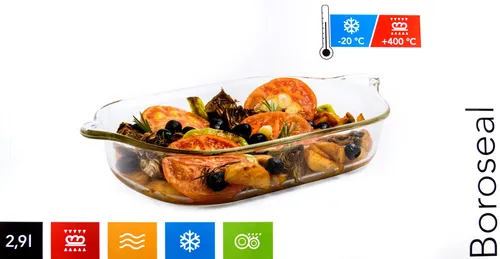 Lock&Lock Boroseal Auflaufform,rechteckig,Borosilikatglas,2,9 Liter,Glas Schale