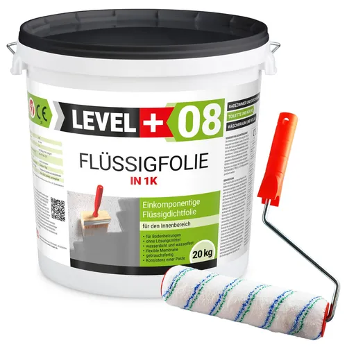 Dichtfolie Flüssigfolie 20kg für Dusche und Bad - Wasserdichte Flüssigfolie mit 20kg für zuverlässigen Schutz gegen Feuchtigkeit, ideal für Küche, Bad und Dusche. Inklusive Farbroller für einfache Anwendung.