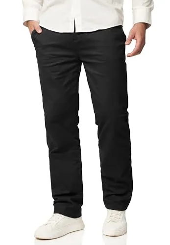 behype. Herren Chino Hose Regular-Fit mit Stretch Jeans Chinohose Straight-Leg Jeanshose Men's Pants DC_C-3004-Schwarz-W33/L32