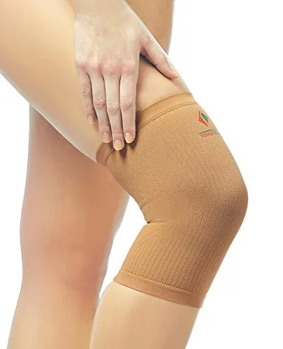 Elastische Kniebandage, Kniestütze, Latexfrei Knie Sportbandage (L, Schwarz)