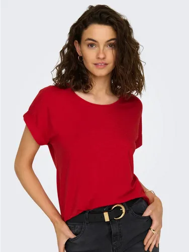 ONLY T-Shirt ONLMOSTER – Kurzarmshirt mit Aufschlag und klassischem Look unifarben, casual, regular fit, Viskosemischung, Rundhals