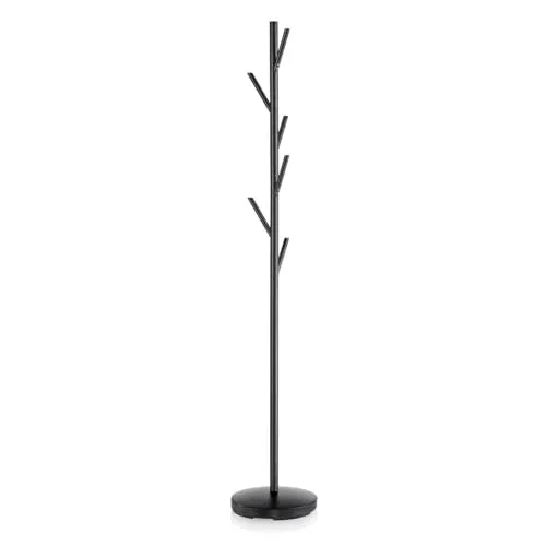 reisenthel garderobe Pure black - Stilvoller Design-Garderobenständer - Garderobenständer aus pulverbeschichtetem Metall, 6 Haken in verschiedenen Längen für einfachen Zugriff auf Jacken. Platzsparend und elegant, ideal für jeden Eingangsbereich.