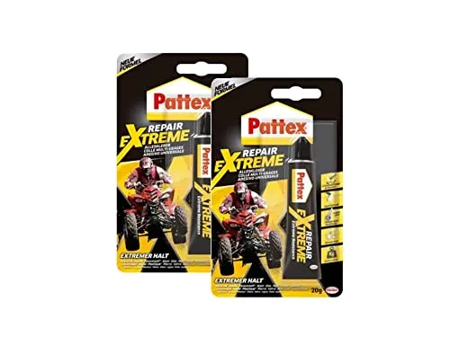 Pattex Repair Extreme, nicht-schrumpfender und flexibler Alleskleber, temperaturbeständiger Reparaturkleber, starker Kleber für innen und außen, 2x20g Tube