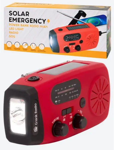 Spectrum Solar-Notfallradio mit Solarmodul - Kompaktes Solar-Notfallradio mit 40 Stunden Akkulaufzeit und integriertem Solarmodul. Ideal für Campen oder Stromausfälle – ausgestattet mit Powerbank, LED-Taschenlampe und SOS-Alarm.