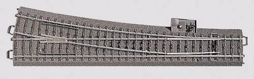 Märklin H0 C-Gleis Weiche schlank rechts 24712 - Gleismaterial für Modelleisenbahnen, ideal für Neueinsteiger und Profis. Die robuste, elektrisch sichere Weiche ermöglicht einfache Erweiterungen und nahtlose Verbindungen mit alten Gleissystemen.