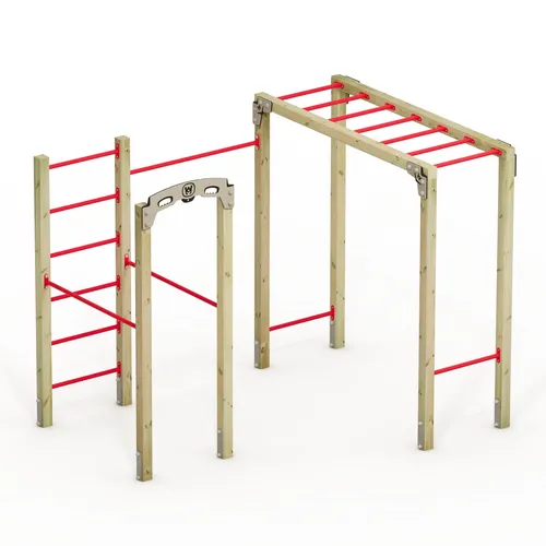 Wickey Klettergerüst FIT Base 805 - Vielseitige Sportstation für den Garten - Klimmzugstangen für Krafttraining, wetterfest und stabil, ideal für Calisthenics und Kinderturnen, mit 5 Jahren Garantie auf Holz- und HDPE-Teile.