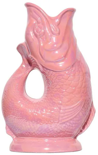 Gluckigluck Wasserkaraffe - Handgefertigter Gluggle Jug aus England - Ikonische Karaffe im schimmernden Rosa mit 1,2 L Volumen. Handgefertigt, bringt sie Eleganz und Charakter in jede Einrichtung. Das typische Gluck-Geräusch sorgt für Freude beim Servieren.