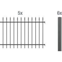 ALBERTS Zaun-Grundset Chaussee, zum Einbetonieren (anthrazit, 120 cm) - Zäune & Tore – modernes Zaunsystem mit hochwertigen Füllstäben und geformten Spitzen für optimalen Schutz und ansprechendes Design.