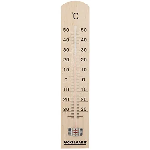 Fackelmann Thermometer TECNO, Thermometer für den Innen- und Außenbereich, analoge Temperaturanzeige (Farbe: Braun/Schwarz), Menge: 1 Stück, ca. 25 x 1,5 x 5 cm