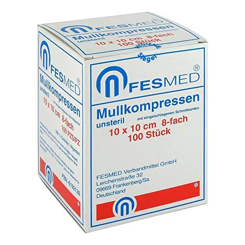 MULLKOMPRESSEN ES 10x10 cm unsteril 8fach 100 St