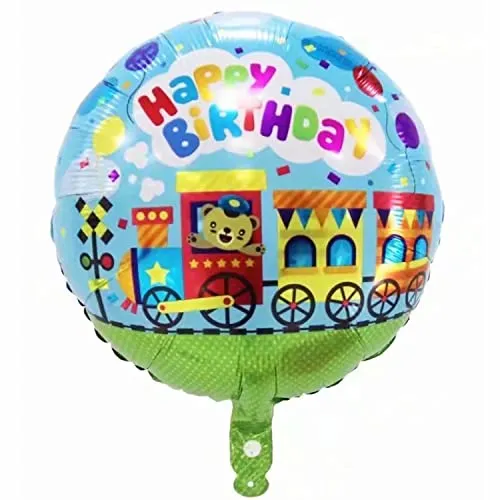 Happy Birthday Luftballons - Geniale Geschenkidee Deko für Geburtstage oder Partys Ballon Helium Folienballon klein mit für Kinder Dekoration Partydeko JGA Geschenkidee - Bärchen Zug bunt