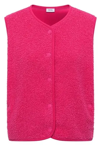 Cecil Weste mit Knopfleiste in Beetroot Pink, XL - Modische Weste in Wolloptik mit Rundhalsausschnitt und ärmellosem Design, ideal für lässige Outfits. Perfekte Passform mit ca. 56,5 cm Brustweite für EU-Größe M.
