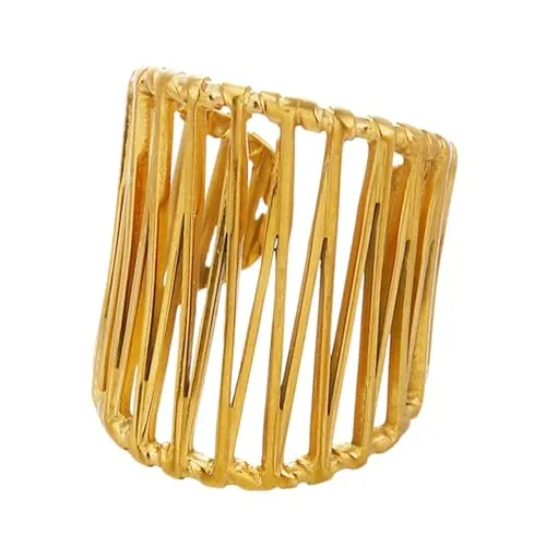 Sanixa Karma NH11182713 Damenring Statement Ring Gold Edelstahl hypoallergen wasserfest verstellbar modern Damenschmuck Damen Geschenk Frauen Fingerring vergoldet