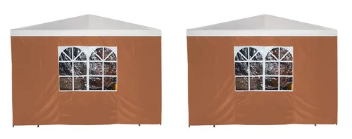 DEGAMO Pavillonseitenteil, 2er Set, 3x1,9 Meter, Polyester terracottafarben, mit Fenster