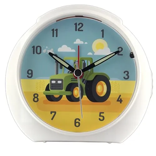 EUROTIME Kinder-Quarzwecker Traktor in weiß von Eurotime