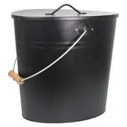 WOLFCUT Ascheeimer 24 L - Stilvolles Kamin-Zubehör in Schwarz - Aschesauger: Eleganter Ascheeimer aus robustem Stahl mit 24 L Fassungsvermögen, ideal für Kamin, Grill und Ofen. Praktischer Deckel und stabiler Tragegriff für einfachen Transport und sichere Aufbewahrung.