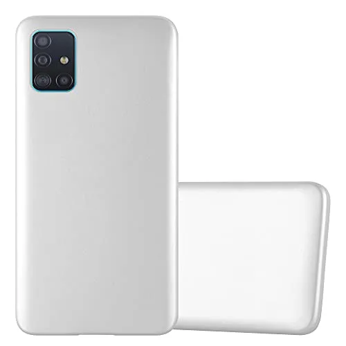 Cadorabo Hülle kompatibel mit Samsung Galaxy A71 5G Schutzhülle TPU Silikon Case Metallic Design Slim Kratzfest Weiche Gummi mit Rundumschutz Case Hülle für Galaxy A71 5G in Silber