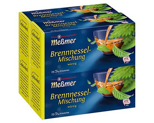 Meßmer Tee, Meßmer Brennnessel Mischung fein würzig 25 Teebeutel 50g 4er Pack