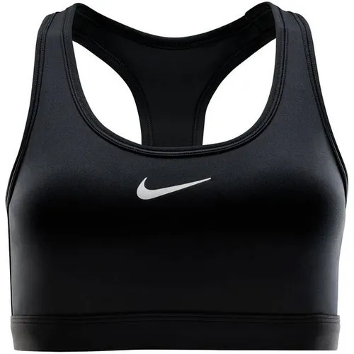 Nike Damen Swoosh Medium Support Padded Sports Bra schwarz - Funktionsunterwäsche mit Dri-FIT-Technologie für trockenen Tragekomfort und optimalen Halt. Eingenähte Polster und elastisches Material sorgen für Bewegungsfreiheit beim Workout.