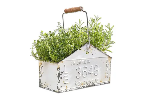 Loberon Korb Botanique mit Vintage-Prägung in weiß von Mirabeau