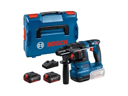 Bosch Professional 18V System Akku Bohrhammer GBH 18V-22 - leistungsstark mit 2x 4.0Ah Akku, ideal für präzises Bohren und komfortable Handhabung
