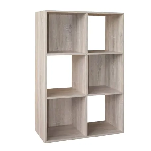 HTI-Line Bücherregal Thekla 6090 - Standregal Raumteiler - Bücherschränke mit 6 Regalfächern, ideal für platzsparende Raumgestaltung und stilvolle Aufbewahrung in Sonoma-Farbe.