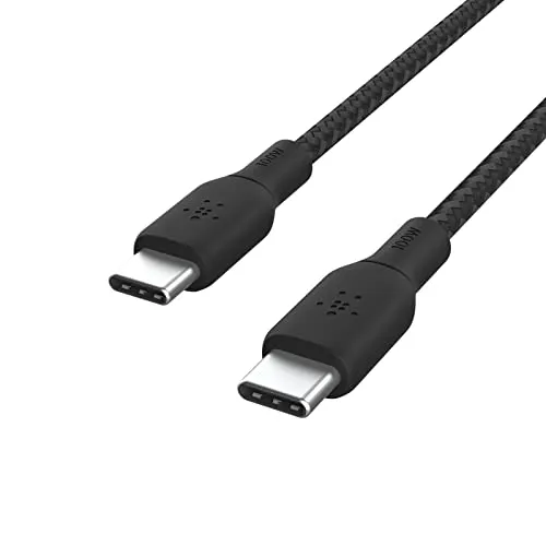 Belkin USB-C/USB-C-Kabel, 100 W Power Delivery USB-IF-zertifiziertes 2.0-USB-C-Ladekabel mit doppelt geflochtenem Nylonmantel, iPhone 16, iPhone 15, iPad Pro, MacBook, Galaxy S24, Pixel, 2 m - Schwarz