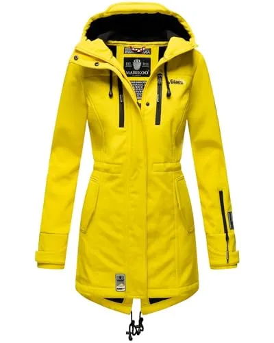 MARIKOO Damen Winter Jacke Winterjacke Mantel Outdoor wasserabweisend Softshell B614 [B614-Zimt-Gelb-Gr.XS]