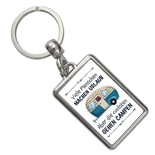 speecheese Die coolsten gehen campen Schlüsselanhänger mit Wohnwagen praktischer Schlüsselring als schöne Geschenkidee für Freunde, die gerne mit dem Camper auf Reisen gehen