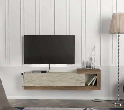 moebel17 TV Lowboard Bliss 150 cm – Modernes TV Board in Steinoptik - Elegantes TV Lowboard im modernen Travertin-Design. Mit 150 cm Breite bietet es optimalen Stauraum für TV-Geräte und Zubehör. Ideal für stilvolle Wohnzimmer und langlebig in der Nutzung.