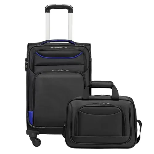 COOLIFE Handgepäck Koffer Weichgepäck Trolley58cm und 1 Große Umhängetasche