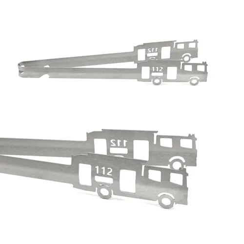 Grillzange Motiv Feuerwehr 112, spülmaschinengeeignet, Geschenkidee, Männergeschenk, Feuerwehrauto, Löschwagen, Feuerwehrgeschenk