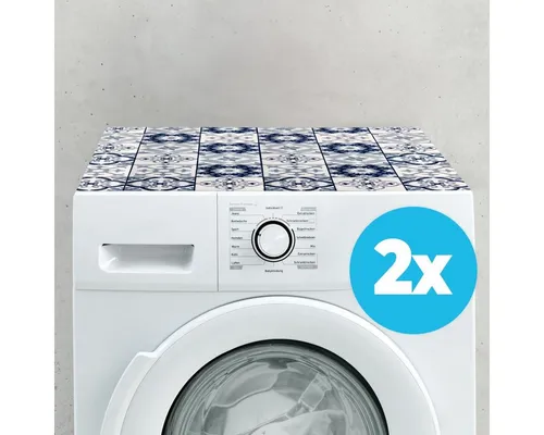 matches21 HOME & HOBBY Antirutschmatte Waschmaschinen-Auflagen 2er Set rutschfest 2er Set Mosaik blau, 2-St., Zuschneidbare Matte als Waschmaschinen-Abdeckung Trockner-Abdeckung