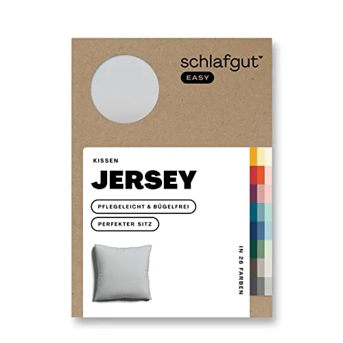 Schlafgut Easy Jersey Kissenbezug 80x80 cm Grey Light mit 100% Baumwolle, superweicher & atmungsaktiver Kopfkissenbezug