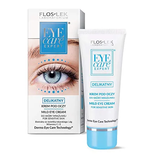 FLOSLEK Leichte Augen-Creme für Empfindliche Haut | 30 ml | Pflegt, Befeuchtet und Reduziert Falten | Pflege für Zarte Haut um die Augenpartie | für Personen ab dem 20. Lebensjahr