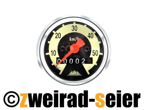 Tachometer Ø48mm (gewölbt) schwarz/elfenbein Simson SR2E, SchwalbeKR50, Spatz
