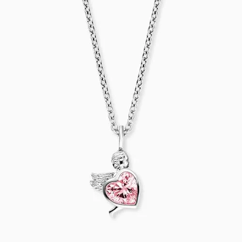 Herzengel HEN-ANGEL-HEART-ZIM Mädchen Collier - Halskette aus hochwertigem Sterling-Silber 925 mit herzförmigem Engel-Design, ideal für kleine Mädchen und besondere Anlässe.