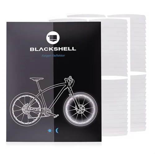 Blackshell® Reflektoren Aufkleber - passgenaues Fahrrad Aufkleber Set für 26 bis 29 Zoll Felgen - Fahrrad Felgen Aufkleber für die beidseitige Beklebung beider Räder in weiß