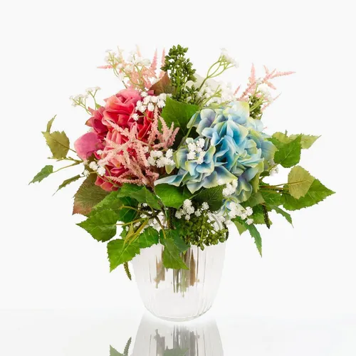 Kunstblumenstrauß KAUWELA - Sommerstrauß in Pink-Weiß-Grün, 60cm - Vielseitiger Kunstblumenstrauß für stilvolle Dekoration im Innenbereich. Langlebig und pflegeleicht, sorgt er das ganze Jahr über für frische Farben in deinem Zuhause.